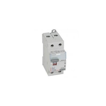 Interrupteur différentiel 2P 230V~ 80A type AC 300mA - 2 modules LEGRAND
